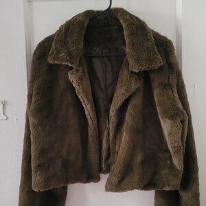 Army Green Faux Fur Jacket